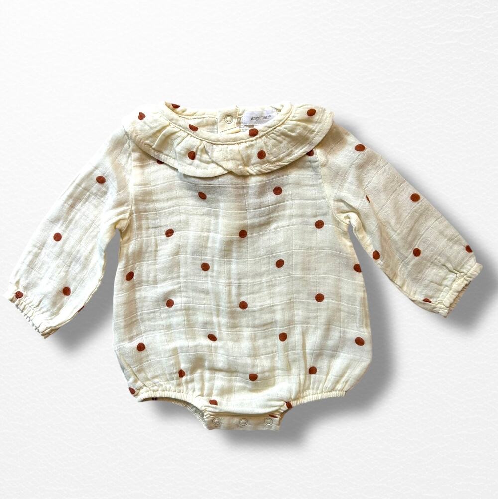 NWT Angel Dear Organic Muslin Ruffle Bodysuit, 0-3 Months